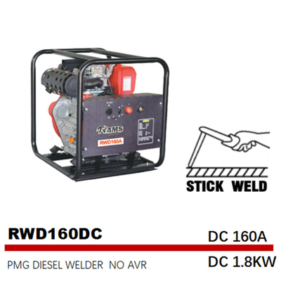 160A μέση συχνότητα ΣΥΝΕΧΟΥΣ 1.8kw PMG diesel γεννητριών συγκόλλησης ραβδιών