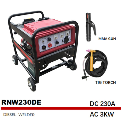 Εγκεκριμένη CE ΣΥΝΕΧΉΣ 1.6kw μικρή δεξαμενή RNW230DE οξυγονοκολλητών τόξων GEN ΒΕΝΖΊΝΗΣ 230A